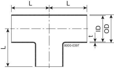 TEE EQUAL DN50 HSF3 1.4404 FIT TO DIN