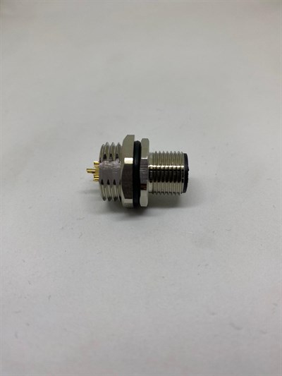 M12 5 Pin A Coded Arkadan Somunlu Panel Erkek Konnektör