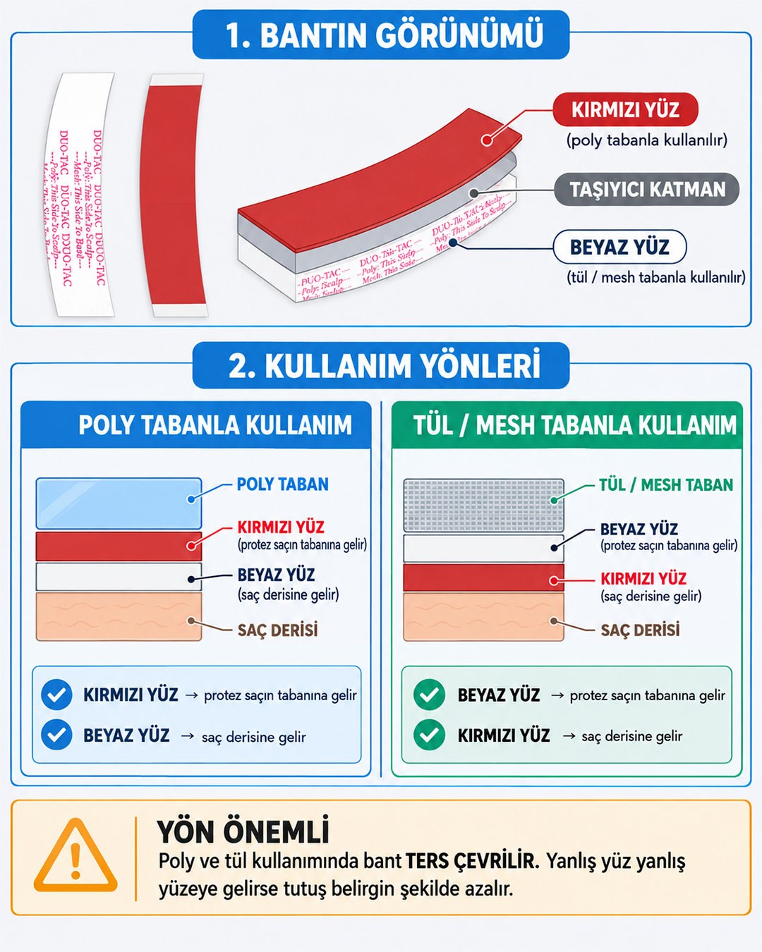 Walker TapeWalker Tape Duo-Tac™ Protez Saç Bandı Düz 1
