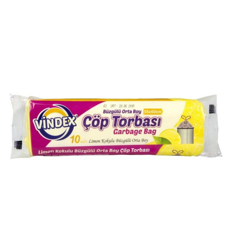 VİNDEX ÇÖP TORBASI BÜZGÜLÜ ORTA BOY LİMONÇÖP POŞETİVİNDEX1210
