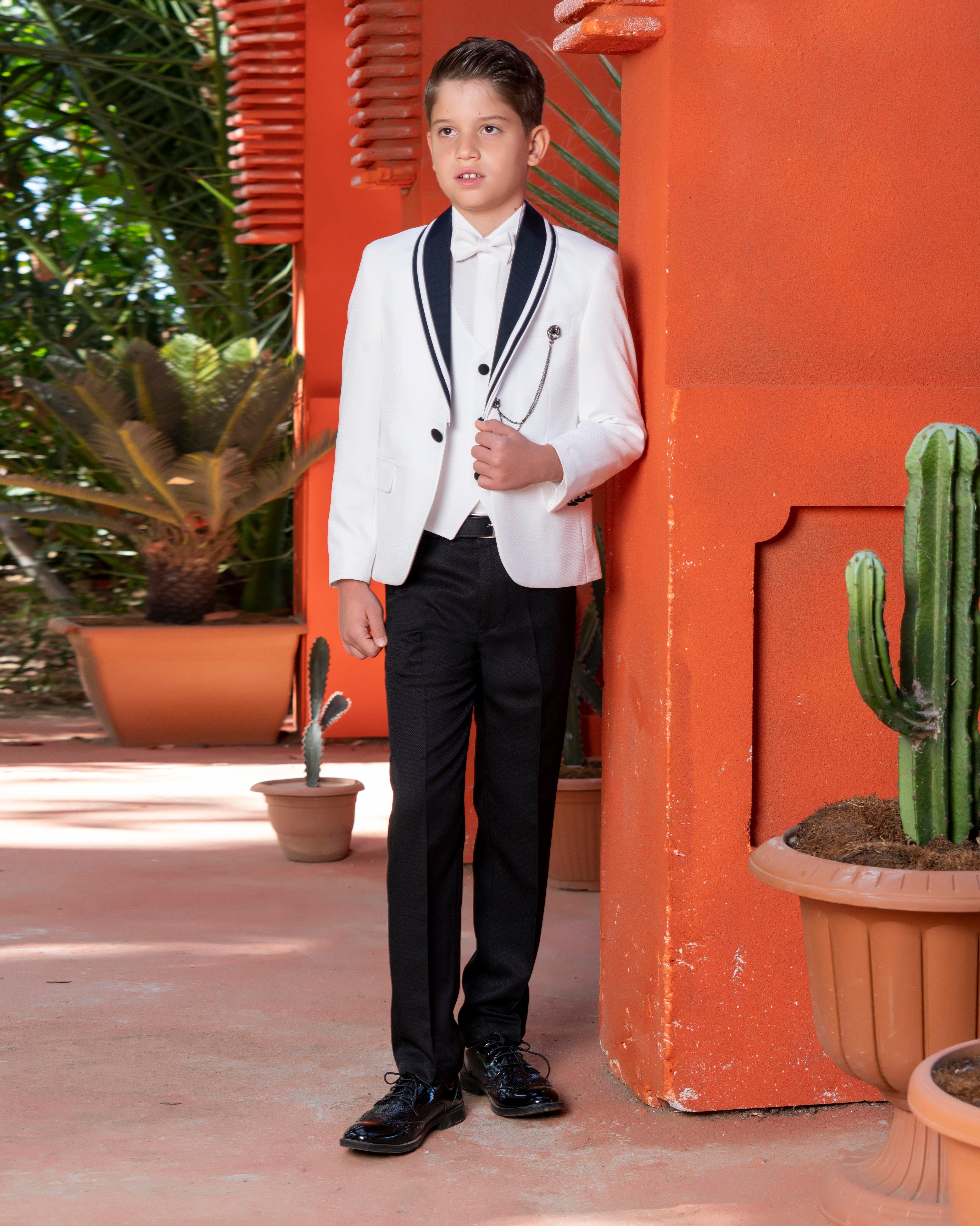 Erkek Çocuk Yelekli Takım Elbise 3-14 Yaş Ceket-Pantolon-Yelek-Gömlek-Papyon 3-14 Yaş