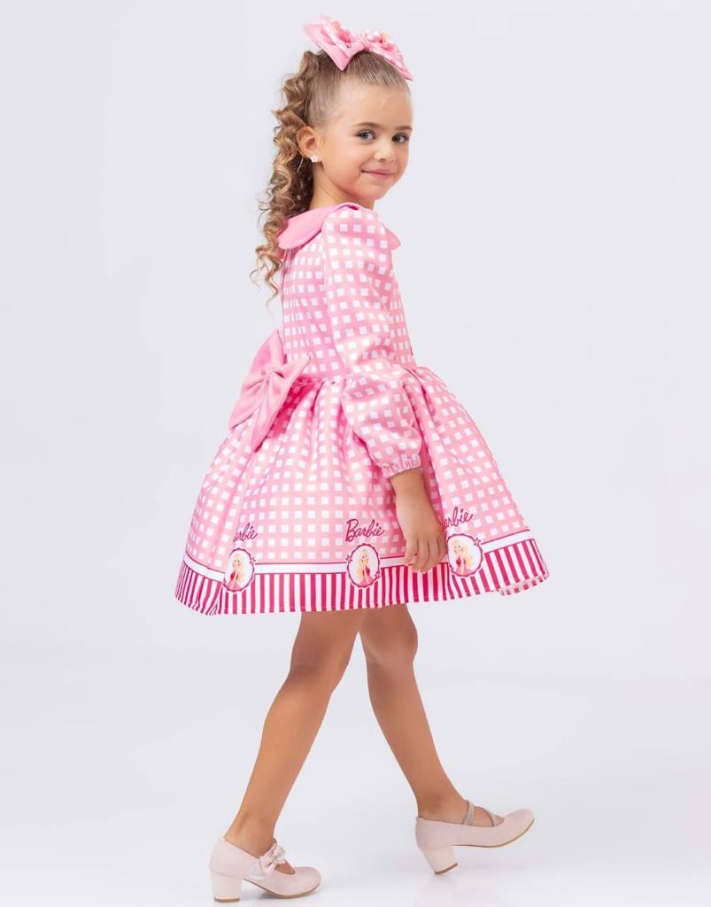 Barbie Elbisesi Bebe Yaka Uzun Kollu + Toka 