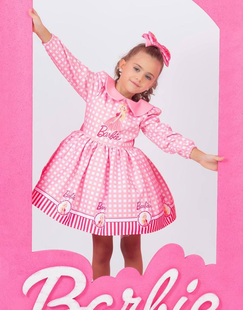 Barbie Elbisesi Bebe Yaka Uzun Kollu + Toka 