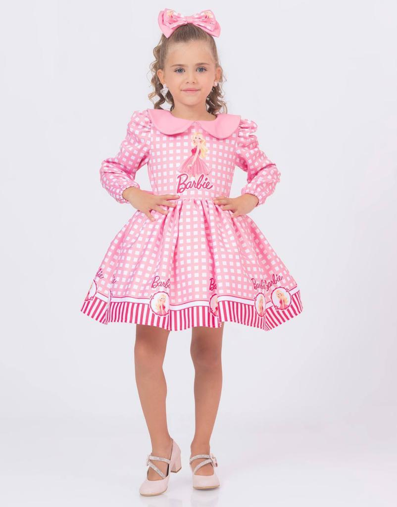 Barbie Elbisesi Bebe Yaka Uzun Kollu + Toka 