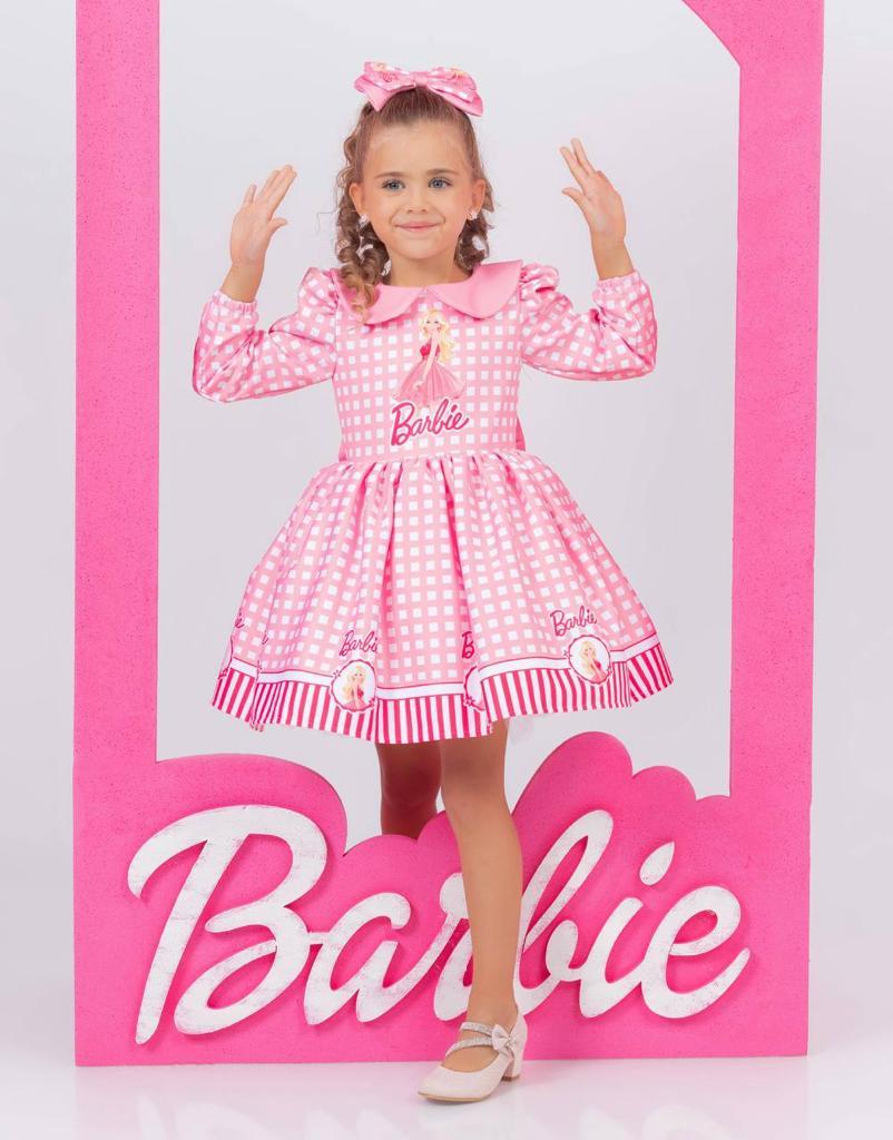 Barbie Elbisesi Bebe Yaka Uzun Kollu + Toka 