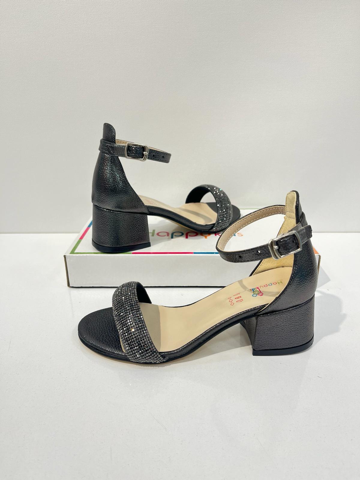 Kız Çocuk Abiye Ayakkabı Platin Rugan Tek  Bantlı Taşlı Mezüniyet-Düğün Topuklu Çocuk Abiye Ayakkabı