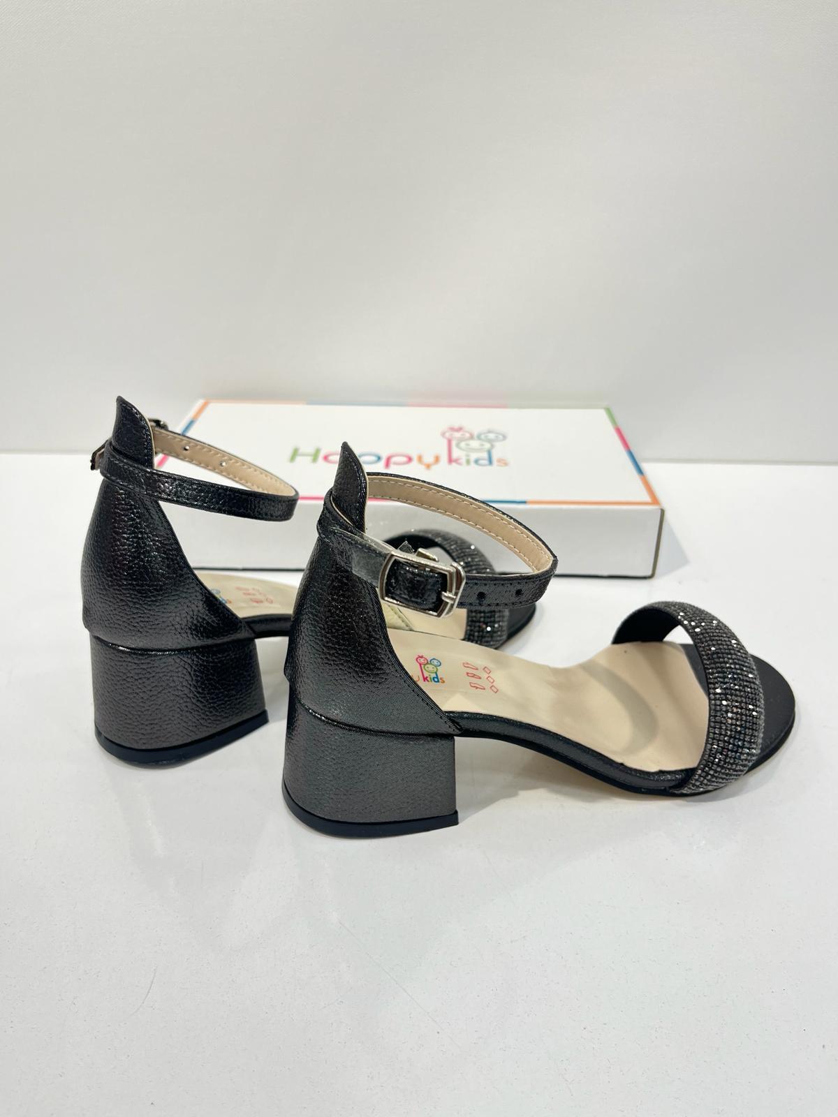 Kız Çocuk Abiye Ayakkabı Platin Rugan Tek  Bantlı Taşlı Mezüniyet-Düğün Topuklu Çocuk Abiye Ayakkabı