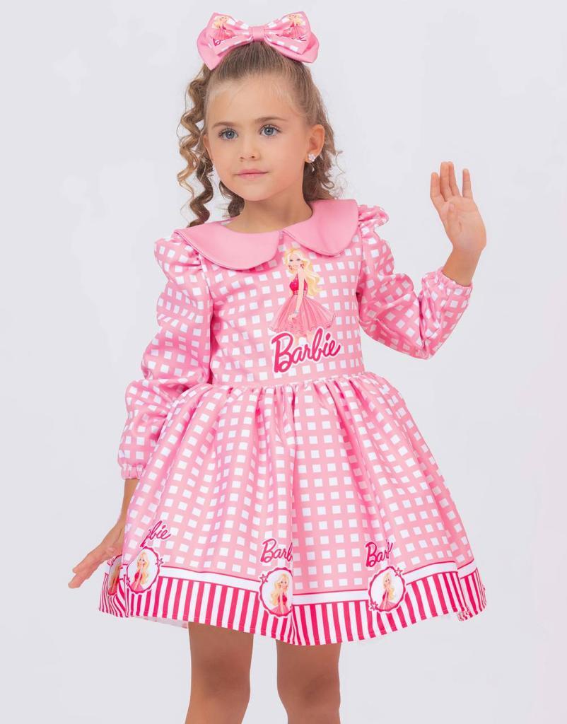 Barbie Elbisesi Bebe Yaka Uzun Kollu + Toka 