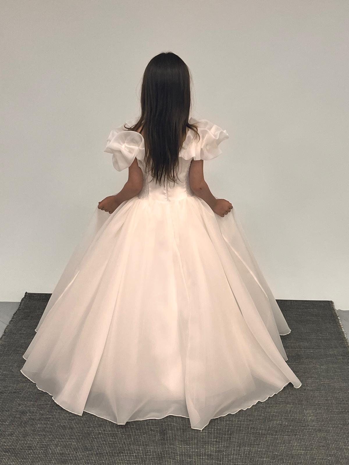 Kız Çocuk Kasnaklı Kabarık Yakası Farbalı Abiye 2-11 Yaş