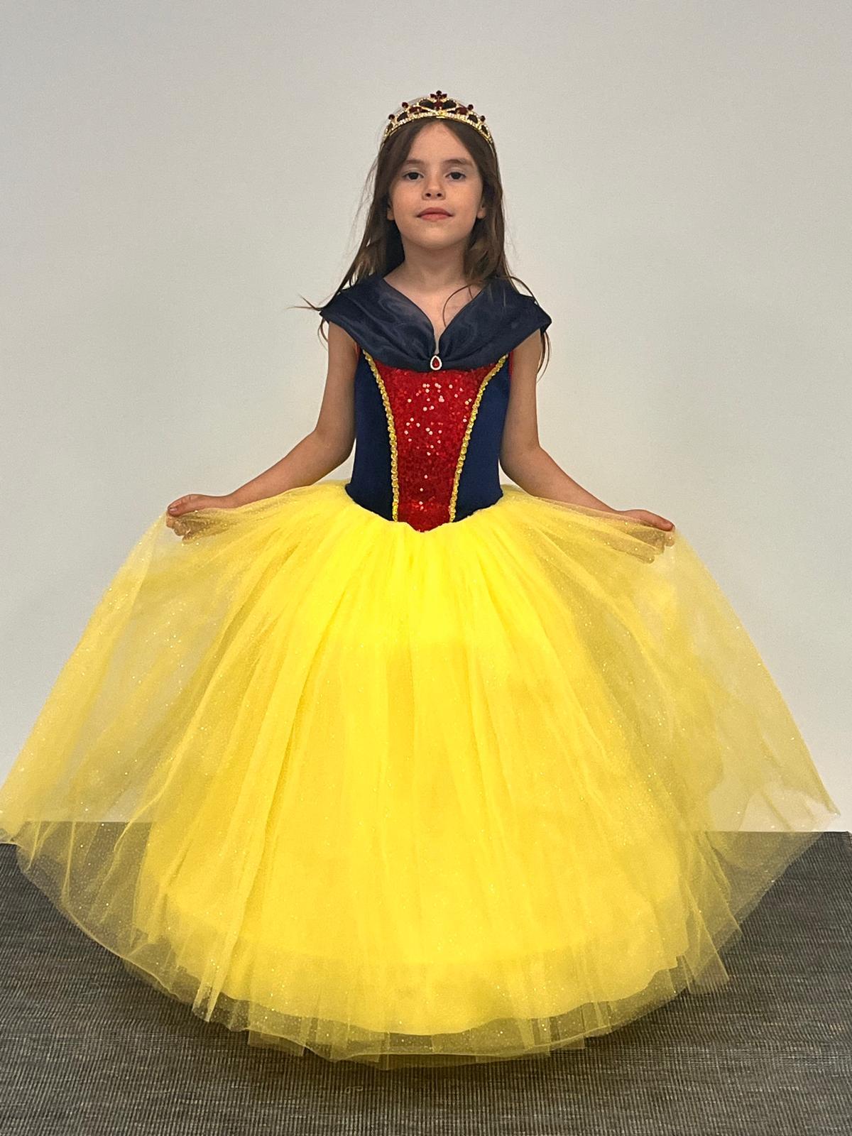 Kız Çocuk Kostüm Kasnaklı Düşük Omuz Detaylı  Prenses Elbisesi3-8 Yaş