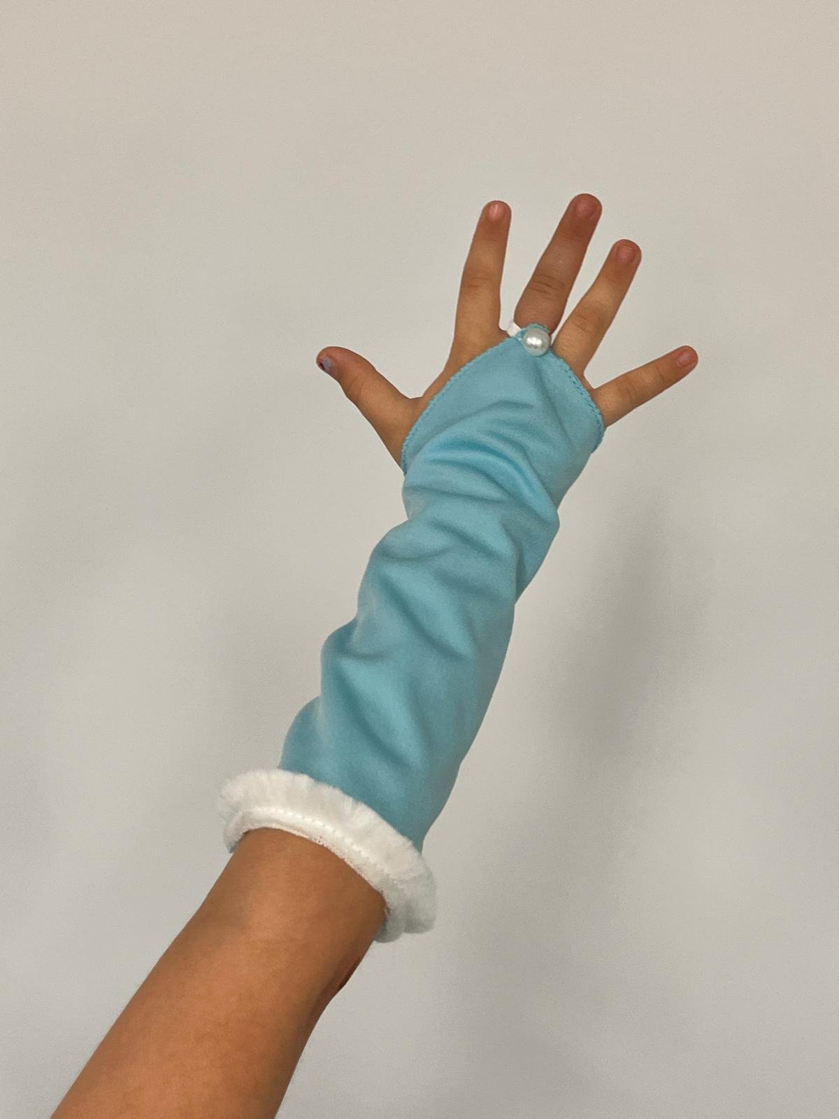 Kız Çocuk Kostüm Mavi Elsa Frozen   Düşük Omuz Detaylı Kasnaklı Kabarık Elsa Kostüm 3-8 Yaş