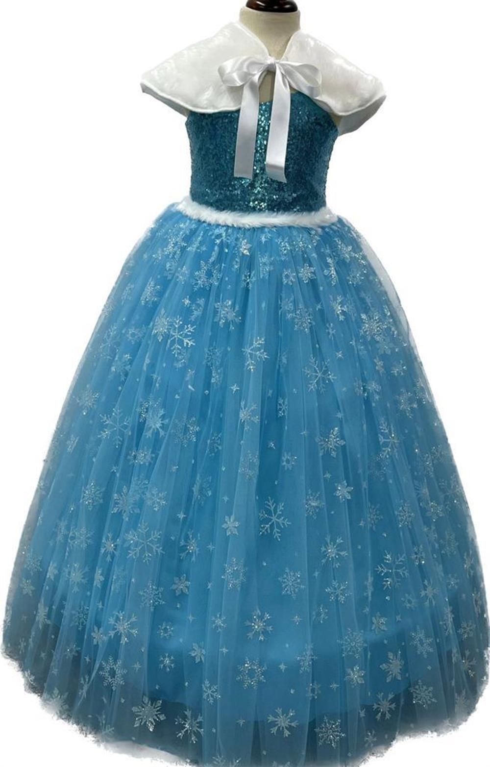  Kız Çocuk Frozen Elsa Kostümü Askılı Bolero lu Takım