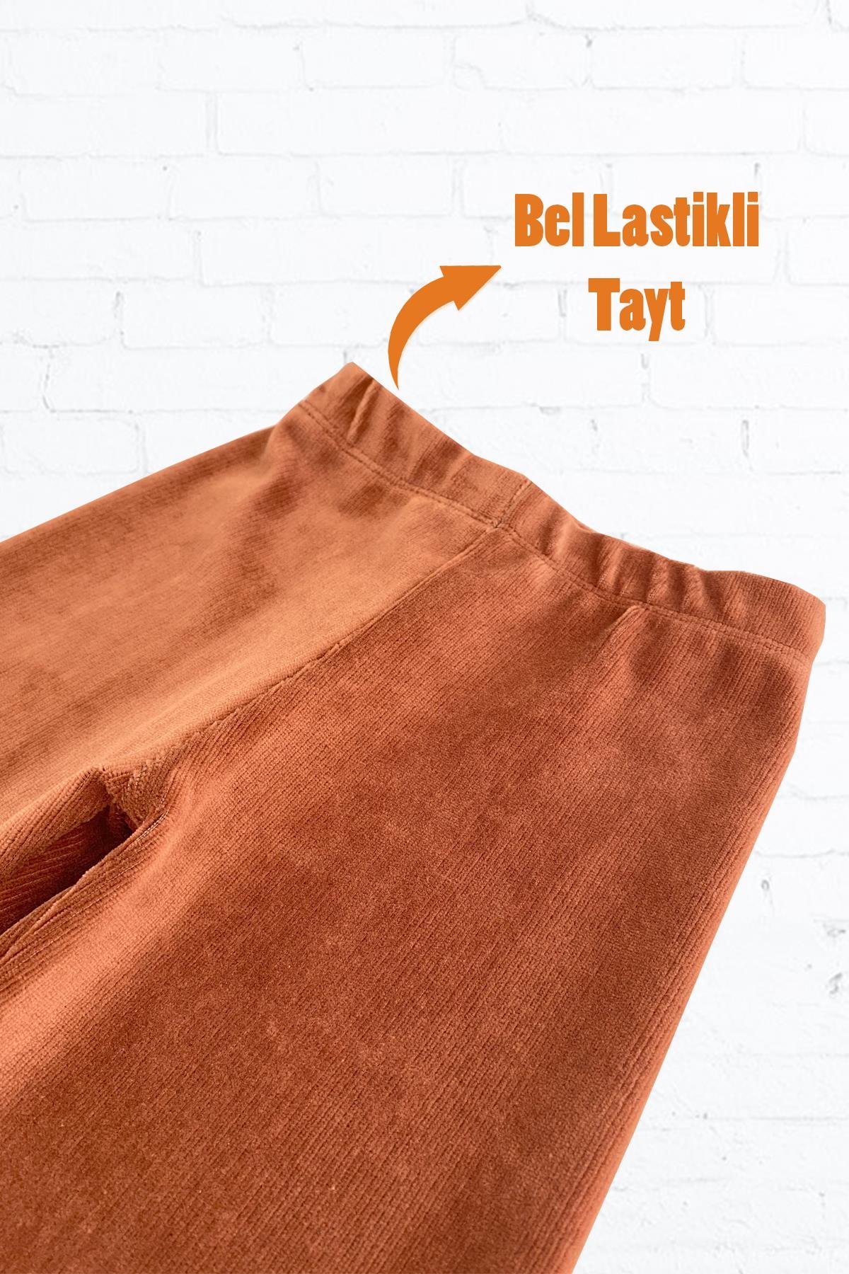  Jaju Baby Kız Çocuk Açık Kahverengi Fitilli Kadife Tayt