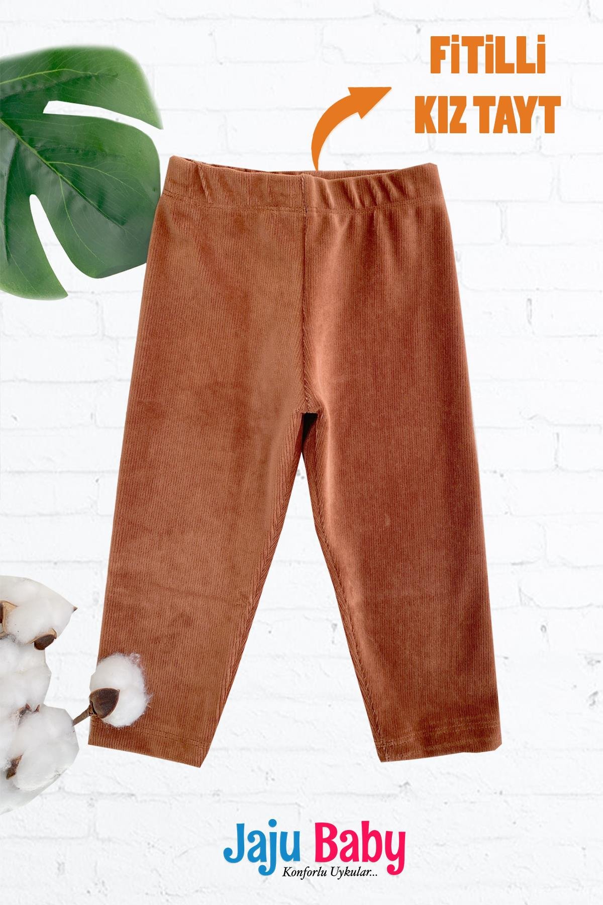  Jaju Baby Kız Çocuk Açık Kahverengi Fitilli Kadife Tayt