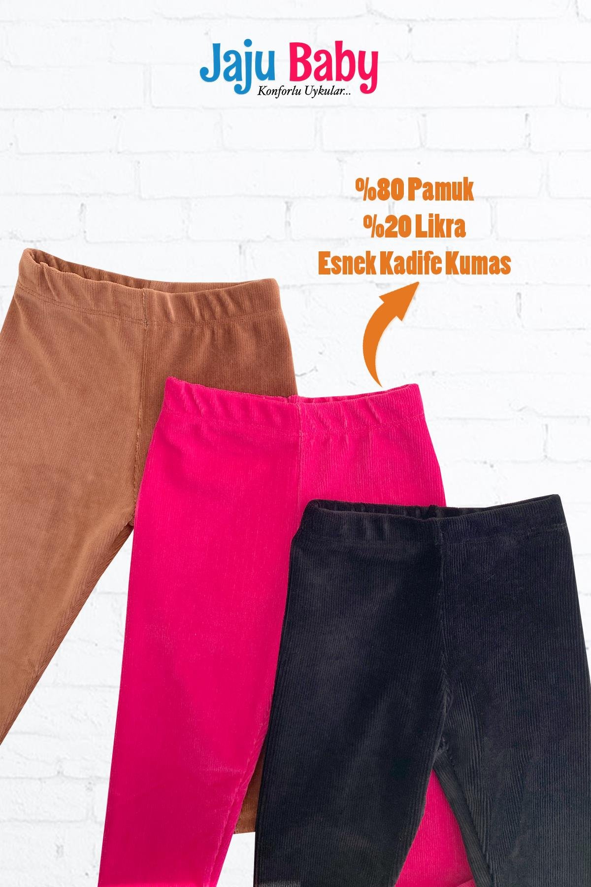  Jaju Baby Kız Çocuk Açık Kahverengi Fitilli Kadife Tayt