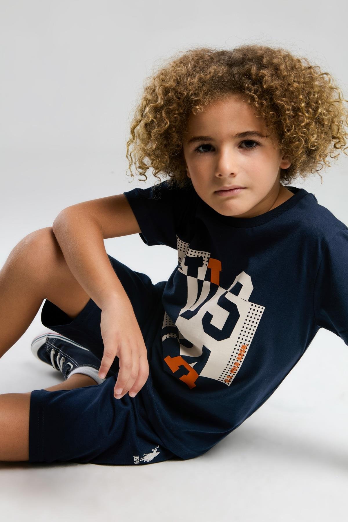  U.S. Polo Assn. Erkek Çocuk , Lisanslı, T-shirt Bermuda , Alt Üst Takım US2052