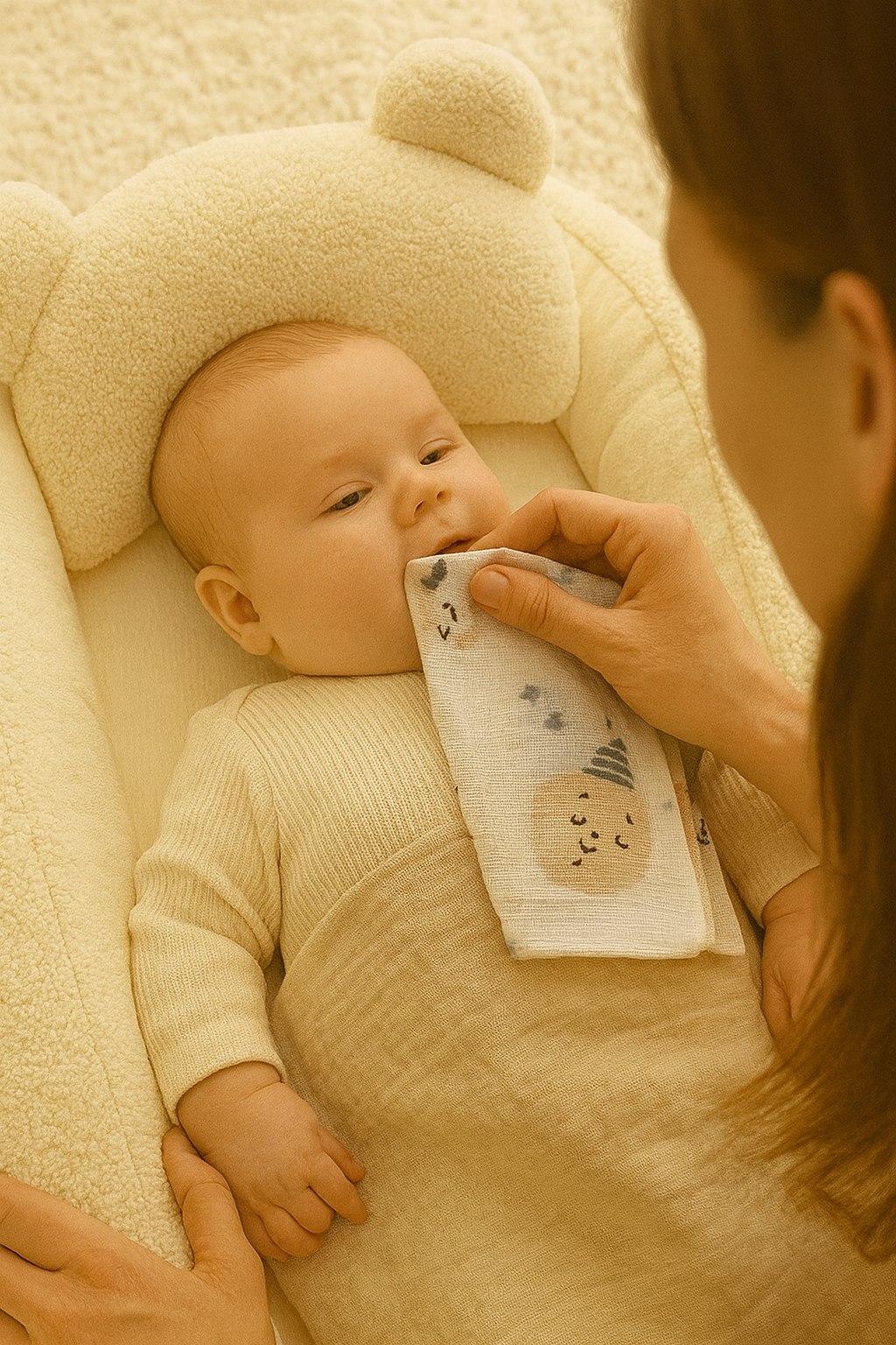 %100 Müslin Mini Bebek Bezi – Ağız Silme & Ter Alma Bezi (24–25 cm)