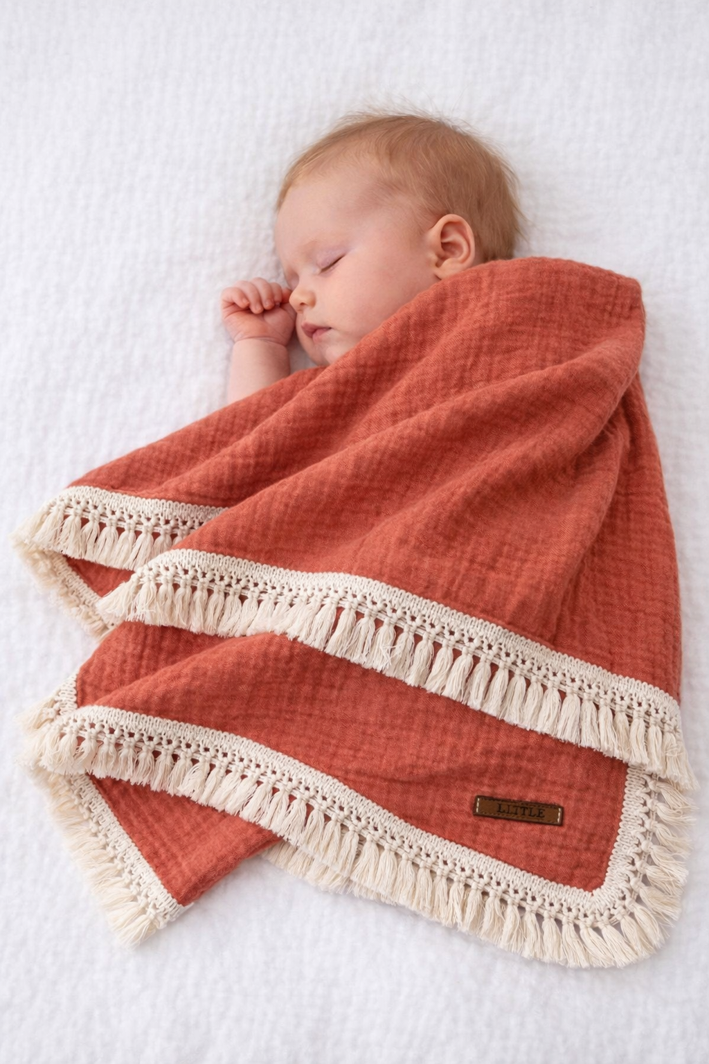 110x110 cm 4 Katlı Kiremit Müslin Battaniye Çok Amaçlı Battaniye