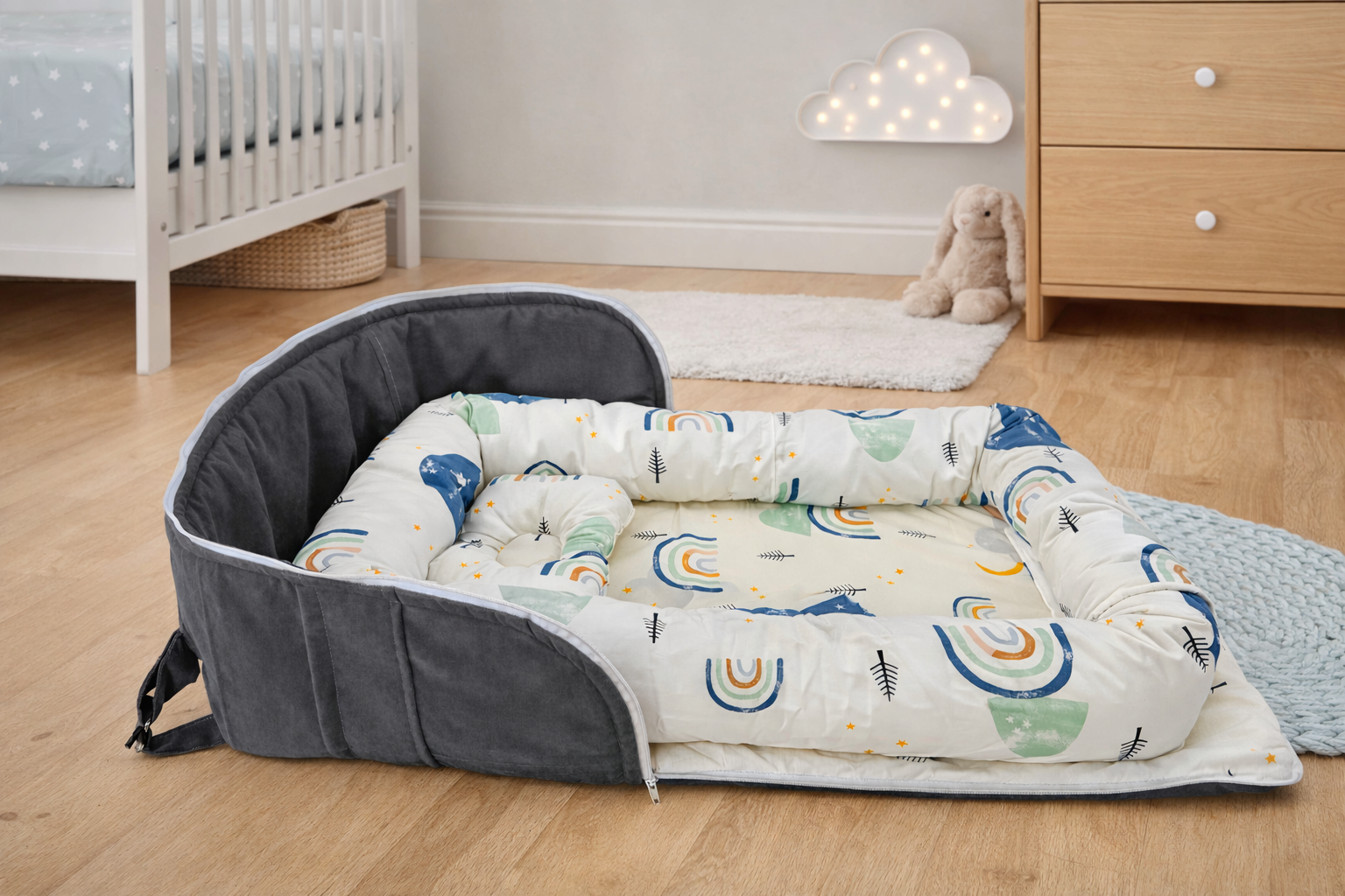 2'si 1 Arada Taşınabilir Babynest & Taşıma Çantası – Katlanabilir, Seyahat Dostu Bebek Yatağı