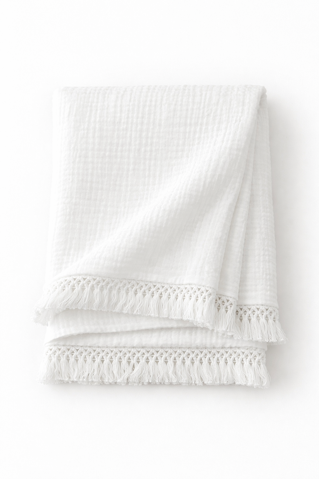 4 Katlı Beyaz Müslin Bebek Battaniyesi 110x110 cm – Nefes Alan %100 Pamuk