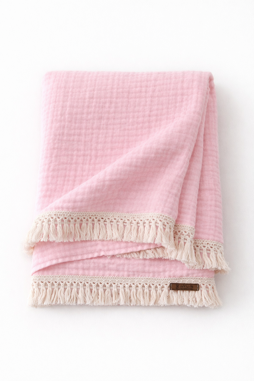 4 Katlı Pembe Müslin Bebek Battaniyesi 110x110 cm – Nefes Alan %100 Pamuk