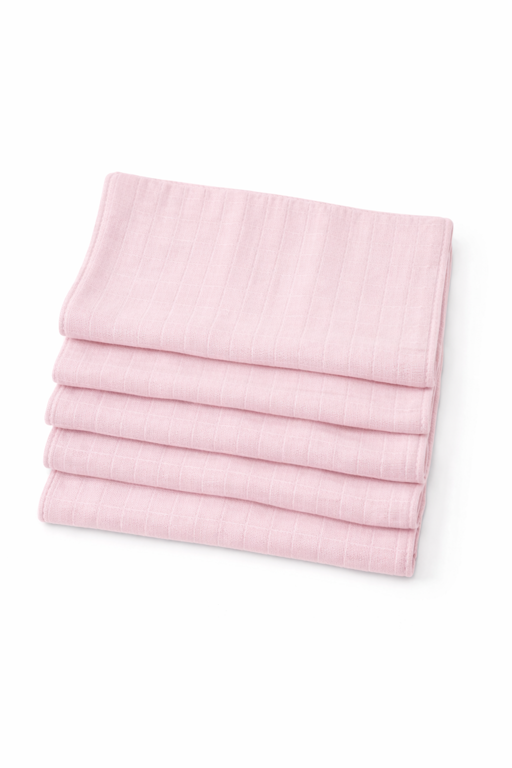 5 Adet Pembe Çift Katlı Müslin Kumaş Ağız ve Sırt Mendili