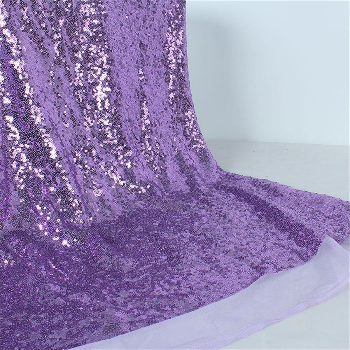 Açık Mor Pullu Payet Kumaş