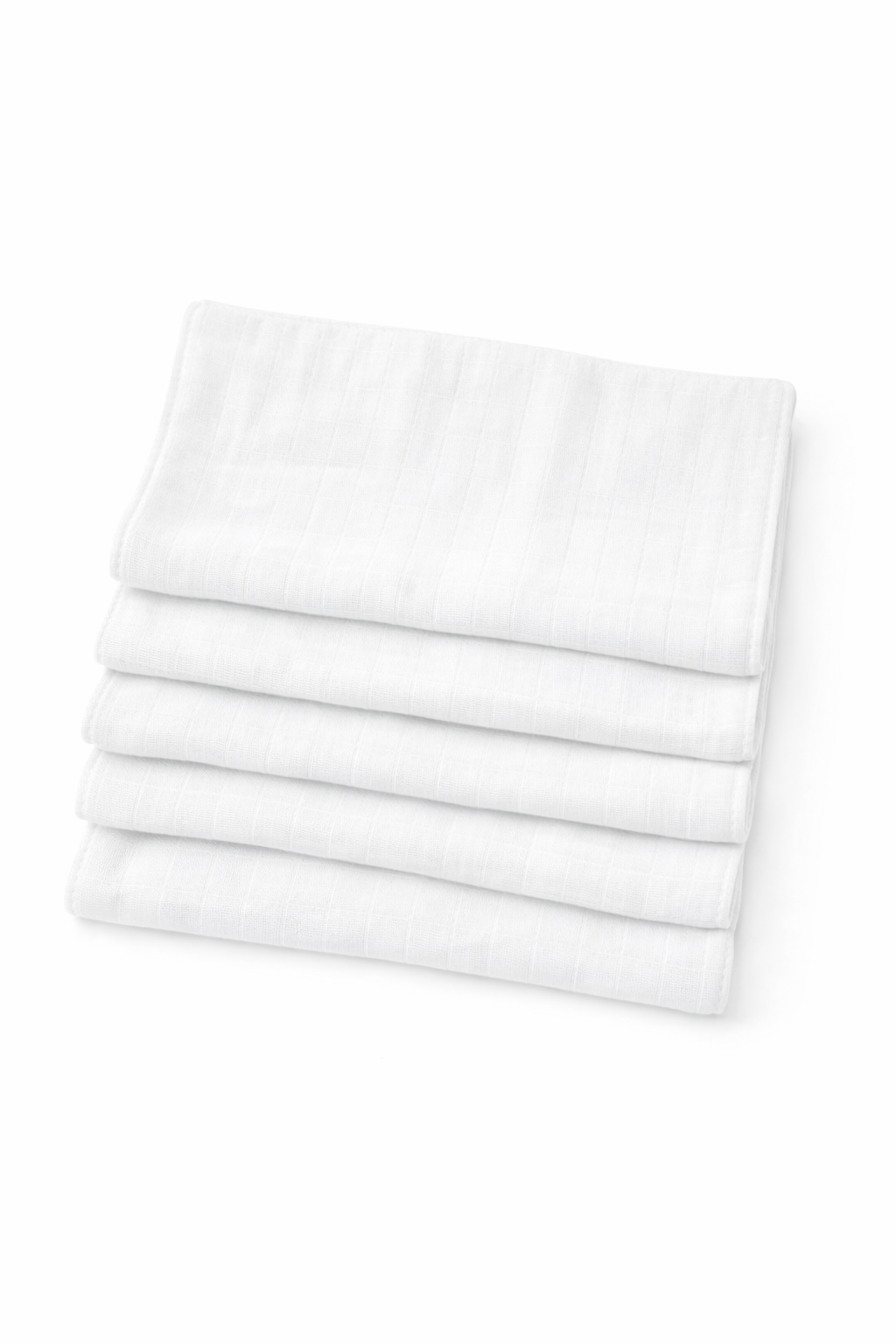 Beyaz 5 Adet Müslin Ağız Bezi, Ter Bezi Sırt Mendili