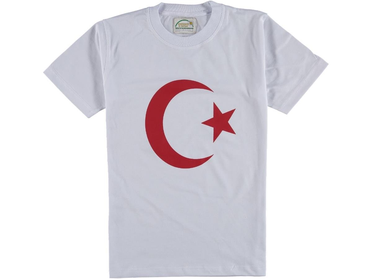Beyaz Kırmızı Ay Yıldız Kısakol Çocuk T-shirt
