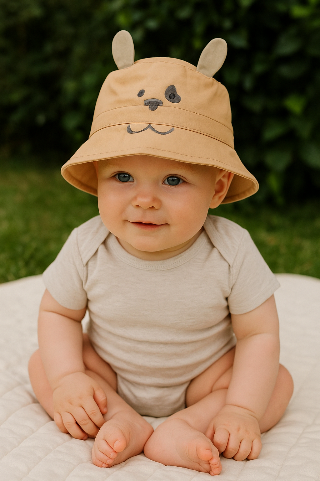 Jaju Baby 0-18 Aylık Erkek Bebek Bej Köpek Kulak  Fötr Şapka