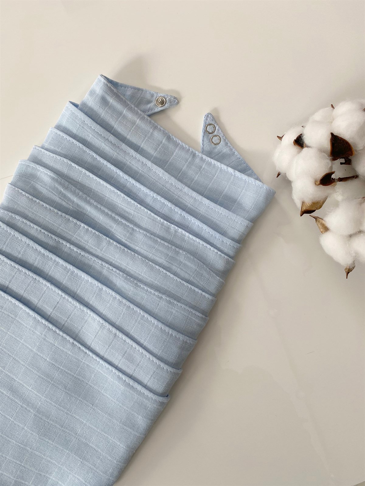 Jaju Baby 10 Adet %100 Organik Pamuk Çift Katlı Müslin Kumaş Iki Çıtçıtlı Bebek Salya Önlük & Fular meva müslin önlük fular Mavi