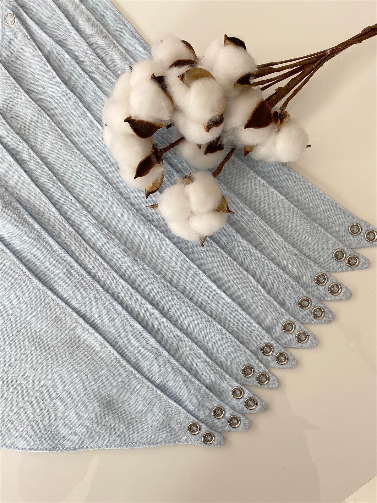 Jaju Baby 10 Adet %100 Organik Pamuk Çift Katlı Müslin Kumaş Iki Çıtçıtlı Bebek Salya Önlük & Fular meva müslin önlük fular Mavi