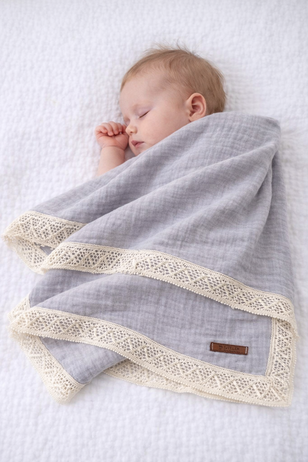 Jaju Baby 100x100 cm 4 Katlı Gri Güpürlü Müslin Battaniye Çok Amaçlı Battaniye