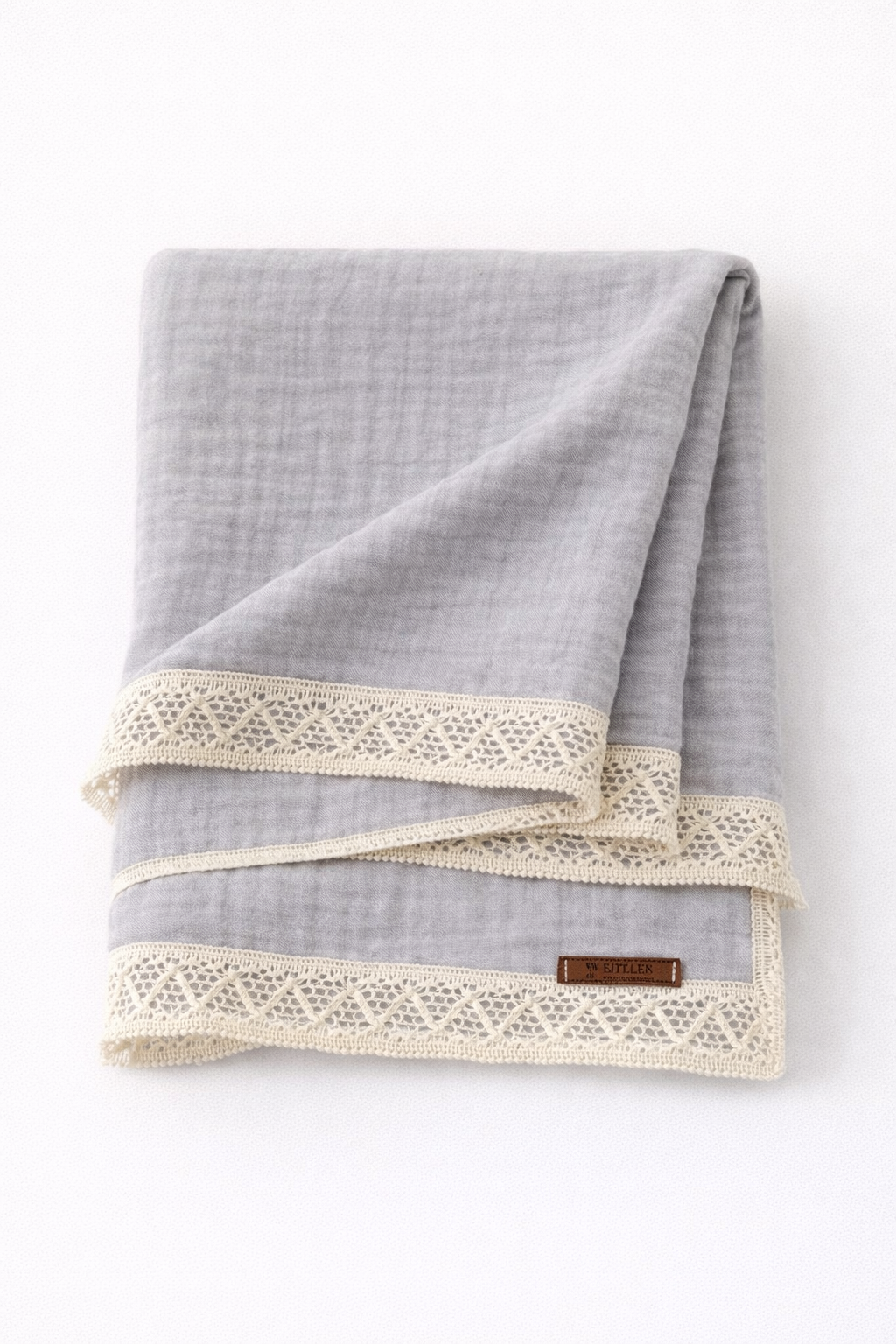 Jaju Baby 100x100 cm 4 Katlı Gri Güpürlü Müslin Battaniye Çok Amaçlı Battaniye