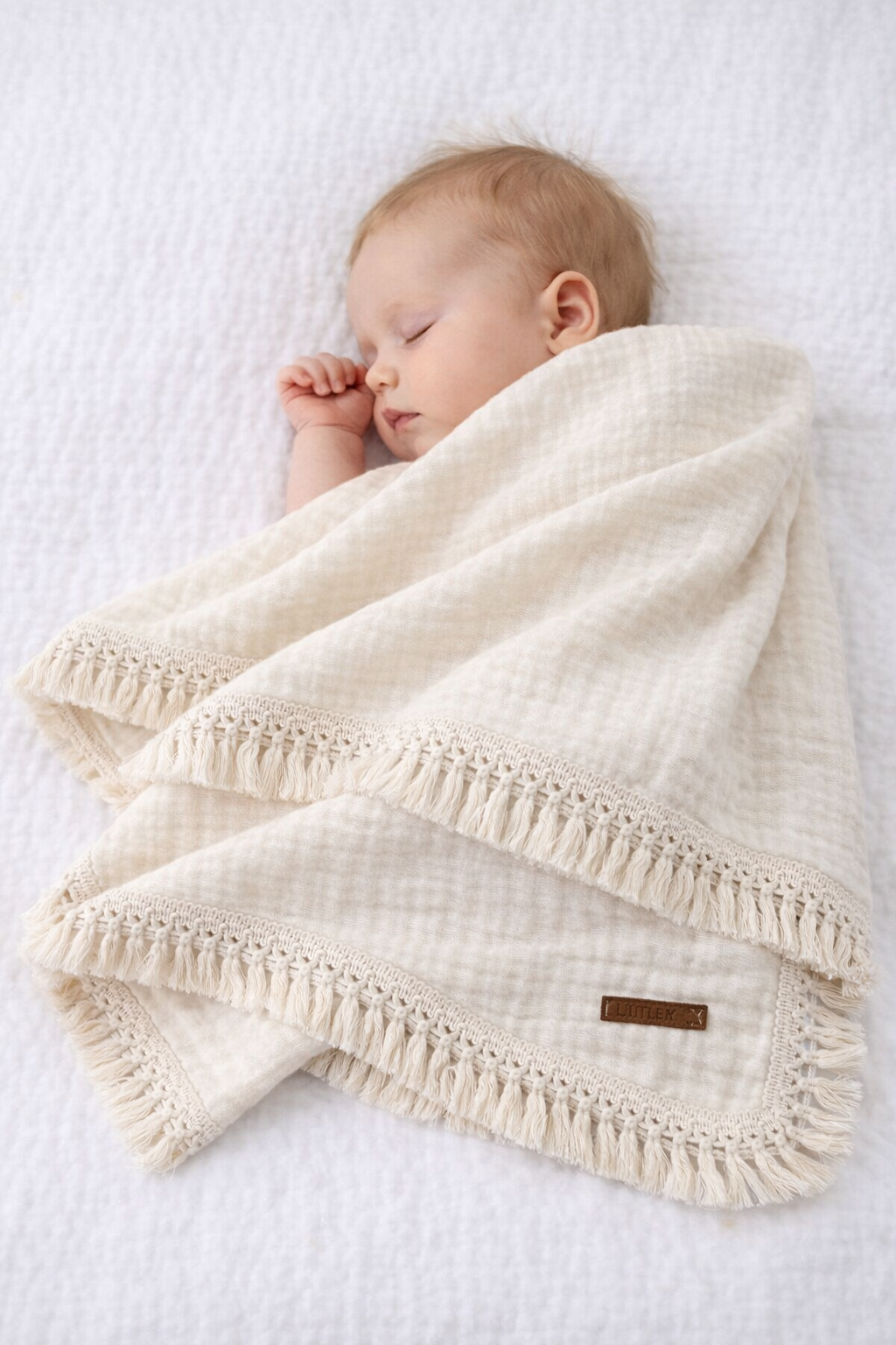 Jaju Baby 100x100 cm 4 Katlı Krem Müslin Battaniye Çok Amaçlı Battaniye