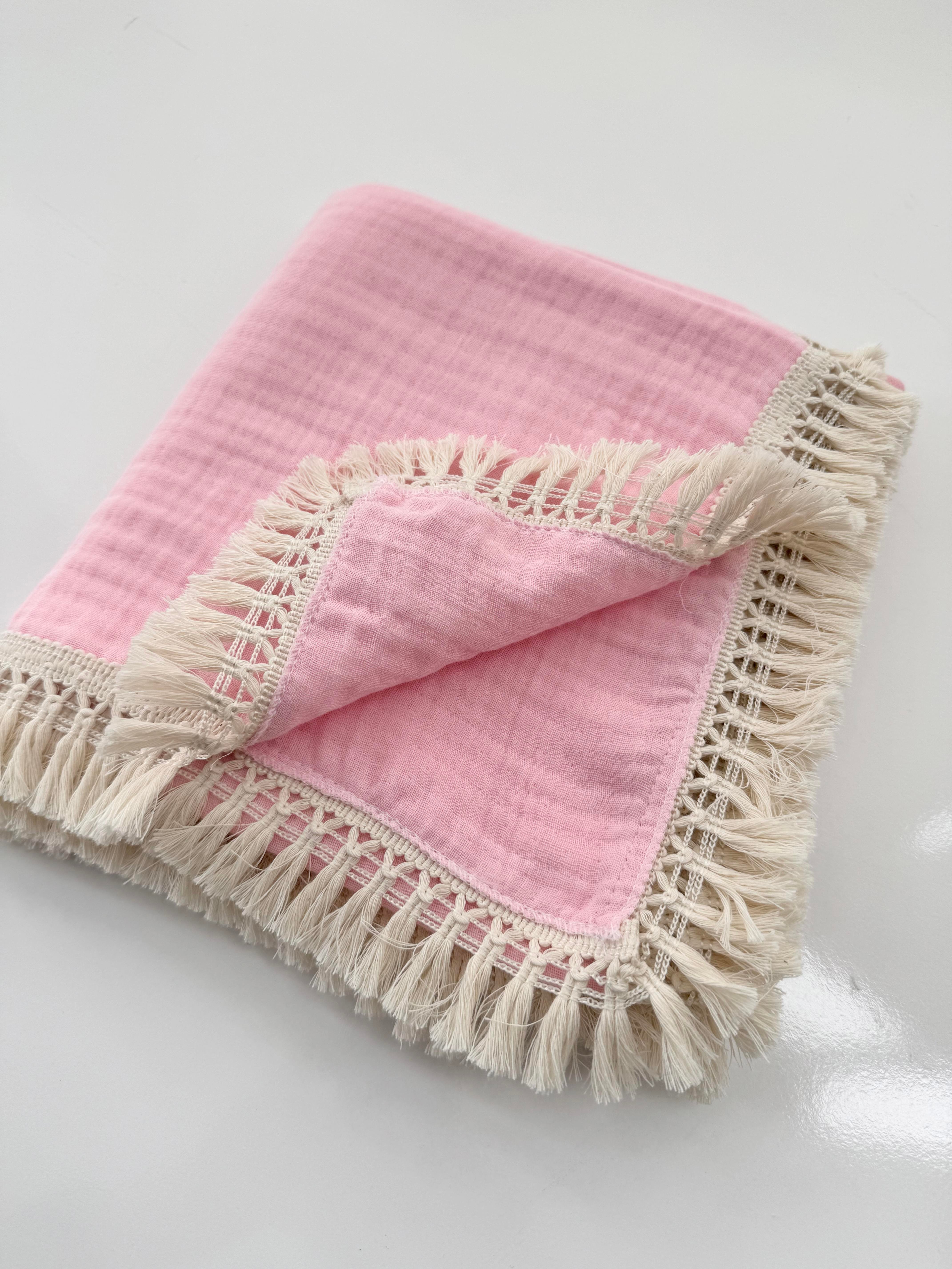 Jaju Baby 100x100 cm 4 Katlı Pembe Müslin Battaniye Çok Amaçlı Battaniye