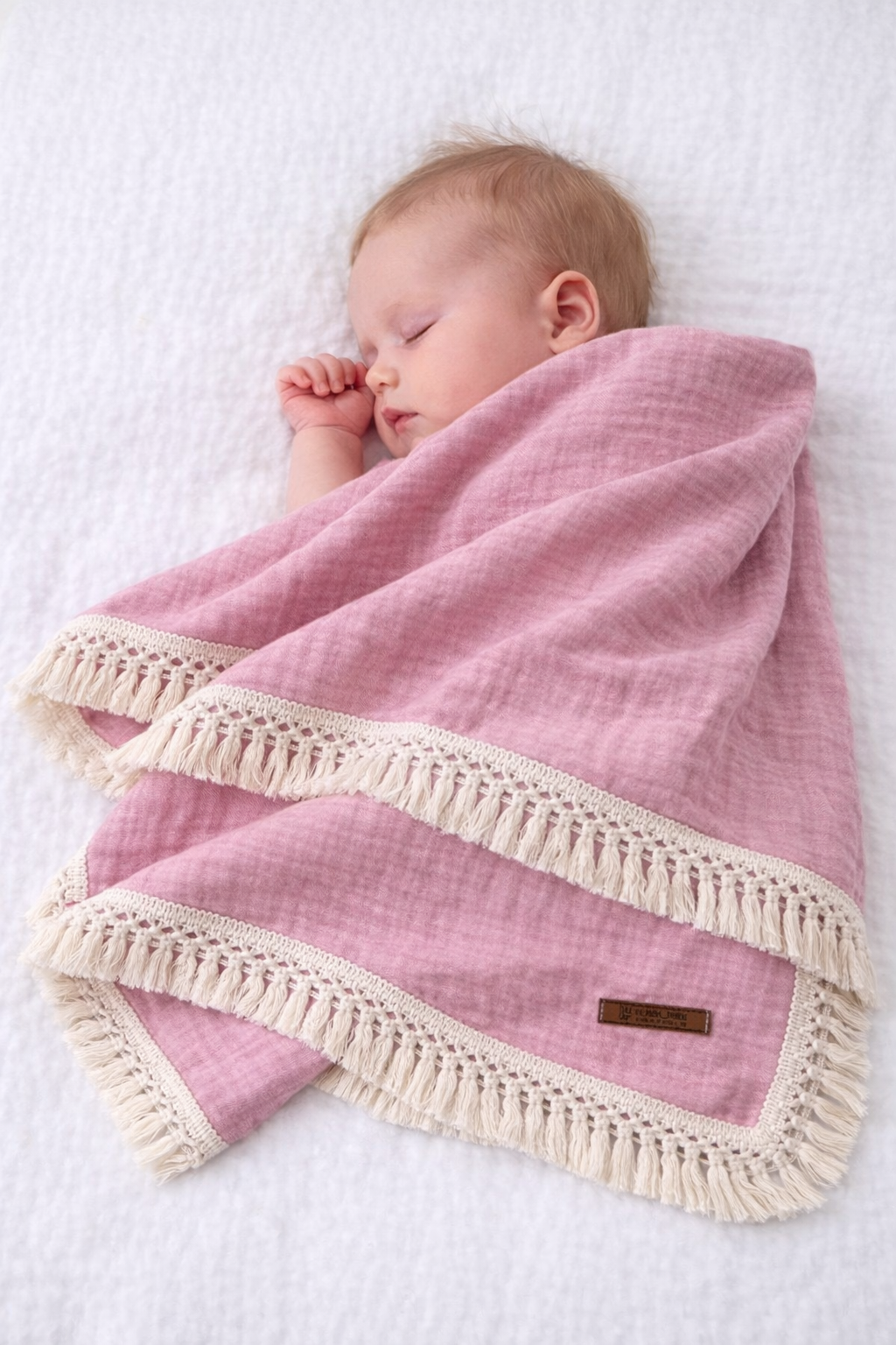 Jaju Baby 100x100 cm 4 Katlı Püsküllü Müslin Battaniye Çok Amaçlı Battaniye