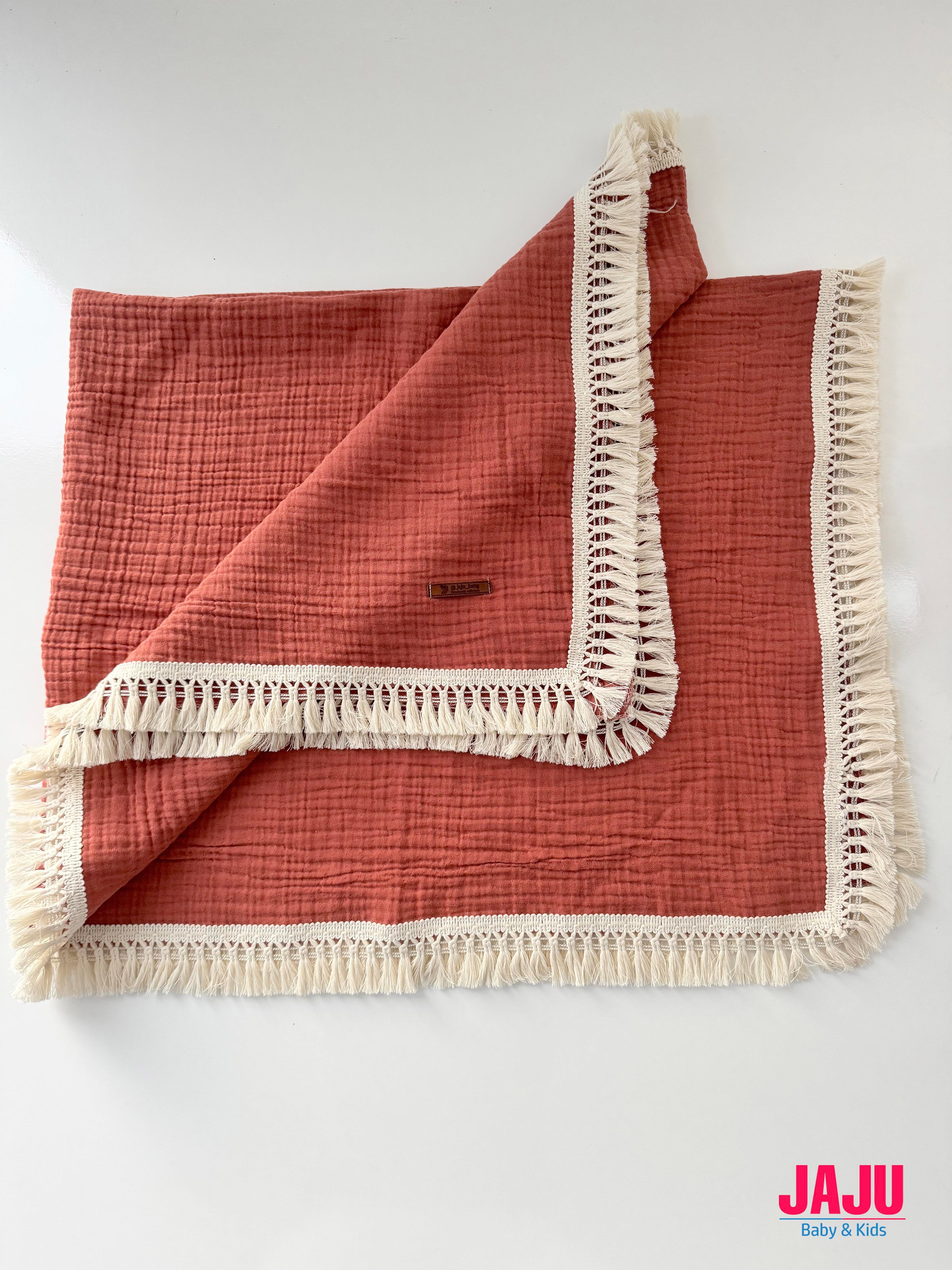 Jaju Baby 100x125 cm 4 Katlı Kiremit Müslin Battaniye Çok Amaçlı Battaniye