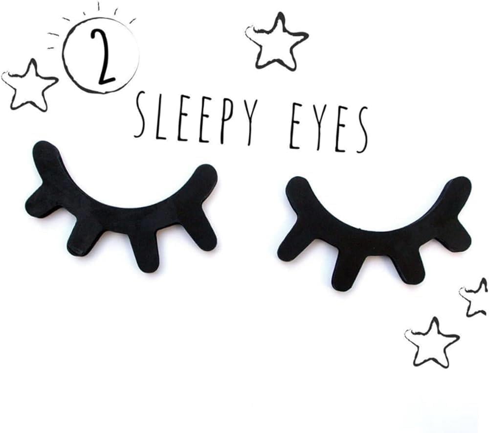 Jaju Baby 20x12 cm Siyah Kirpik Ahşap Duvar Süsü / Bebek Odası Süs / 2li Kirpik Set