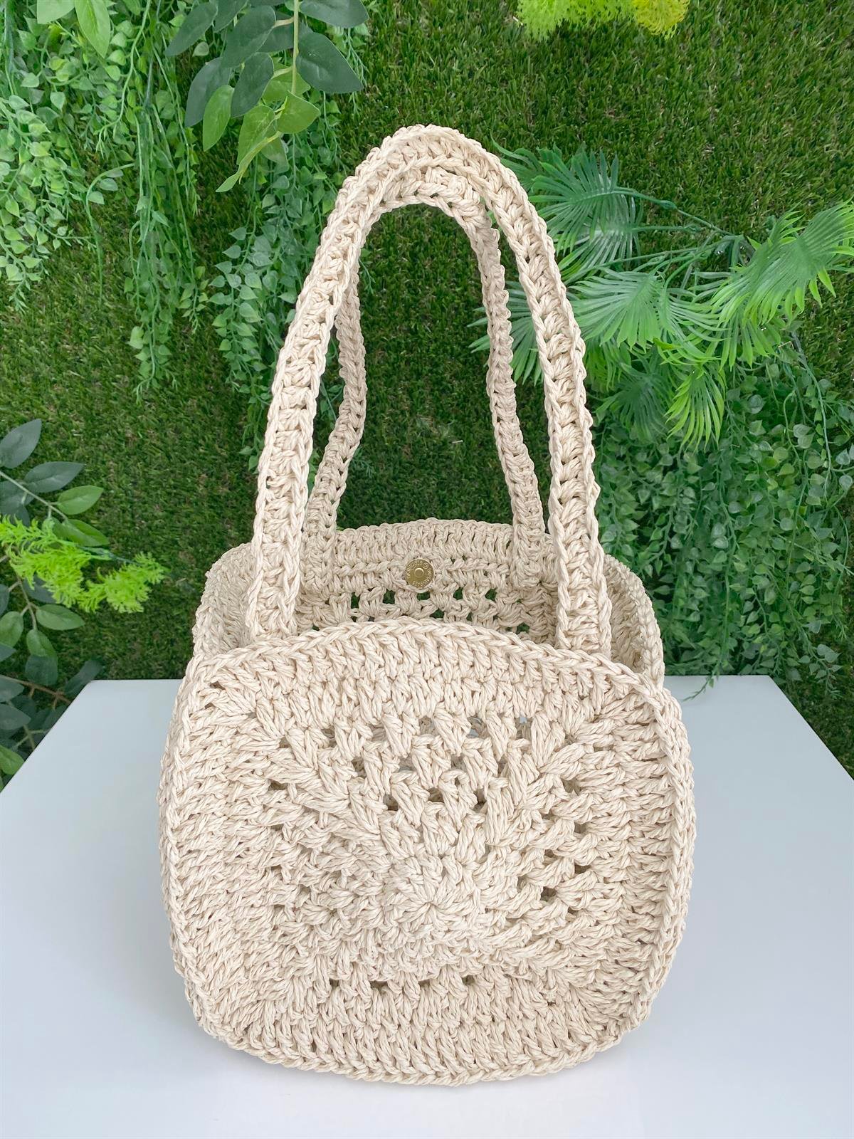 Jaju Baby 20x20 Bej Renk Özel Üretim Hasır Çanta