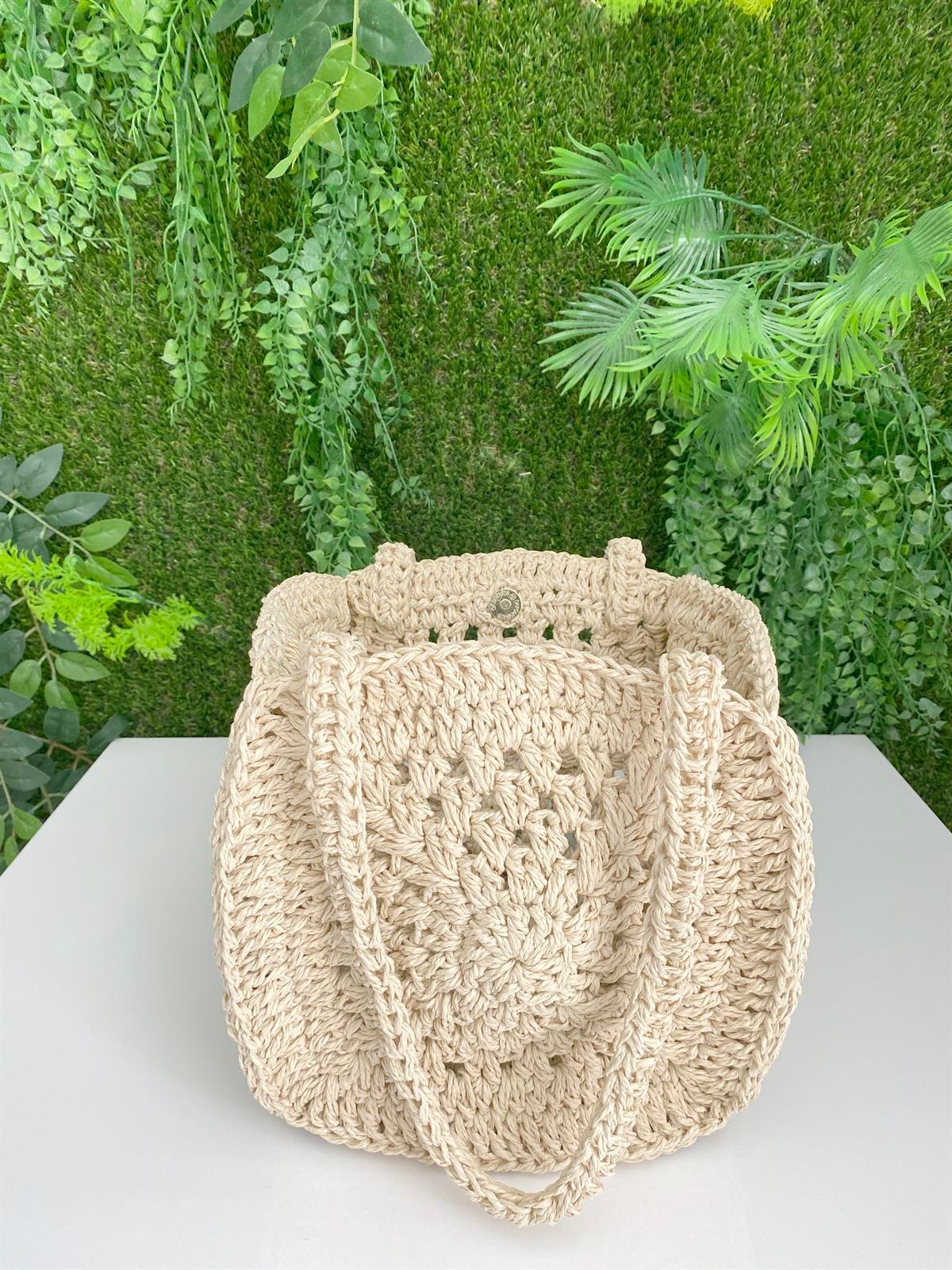 Jaju Baby 20x20 Bej Renk Özel Üretim Hasır Çanta