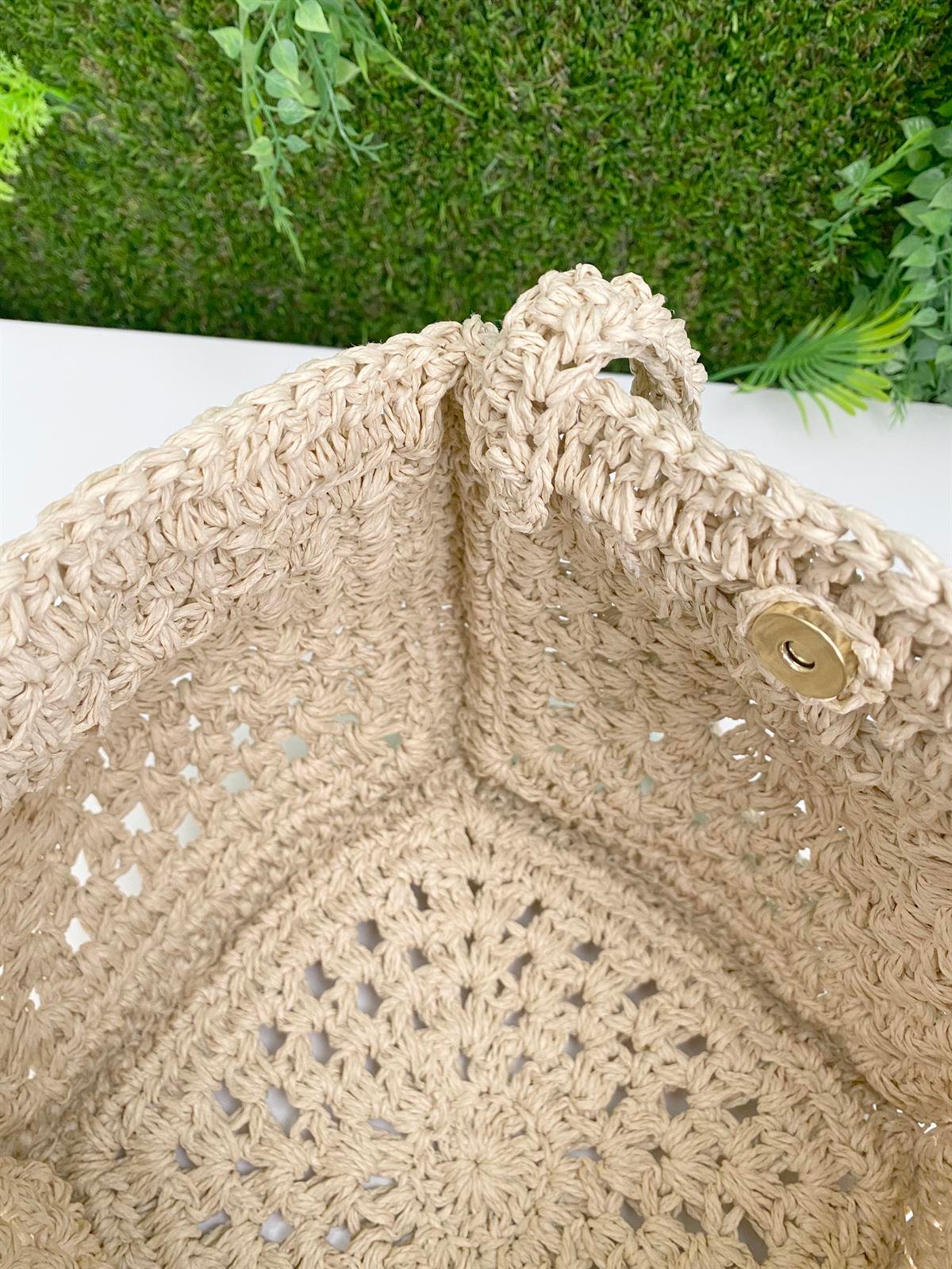 Jaju Baby 20x20 Bej Renk Özel Üretim Hasır Çanta