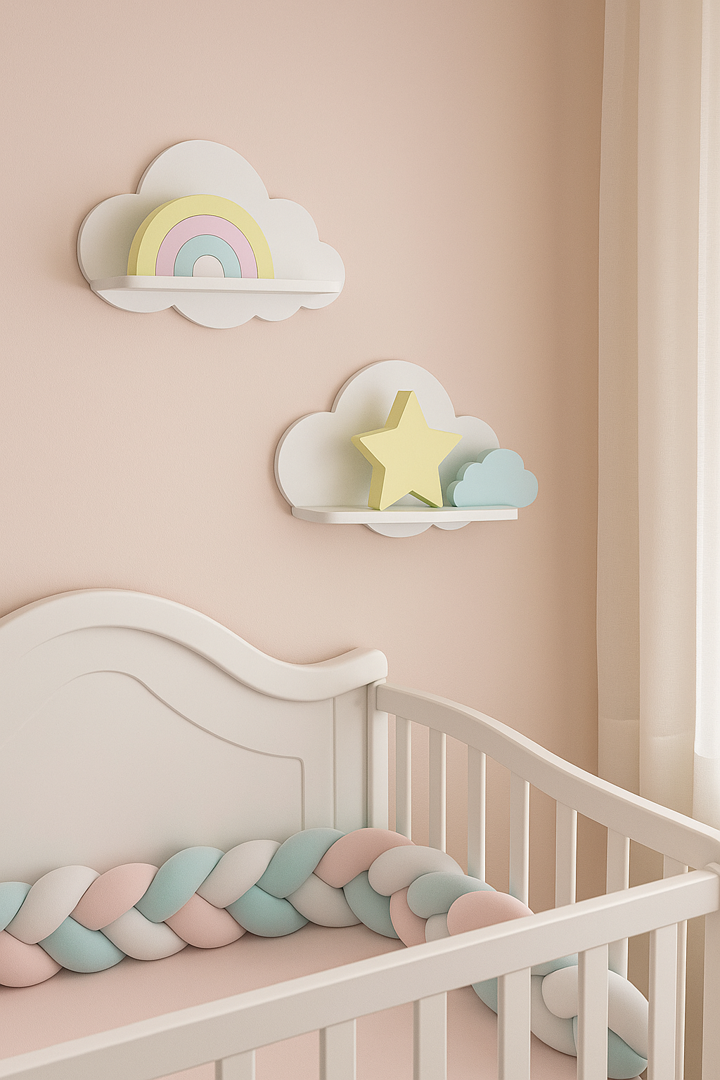 Jaju Baby 2'li Beyaz Kombinli Bulut Raf 