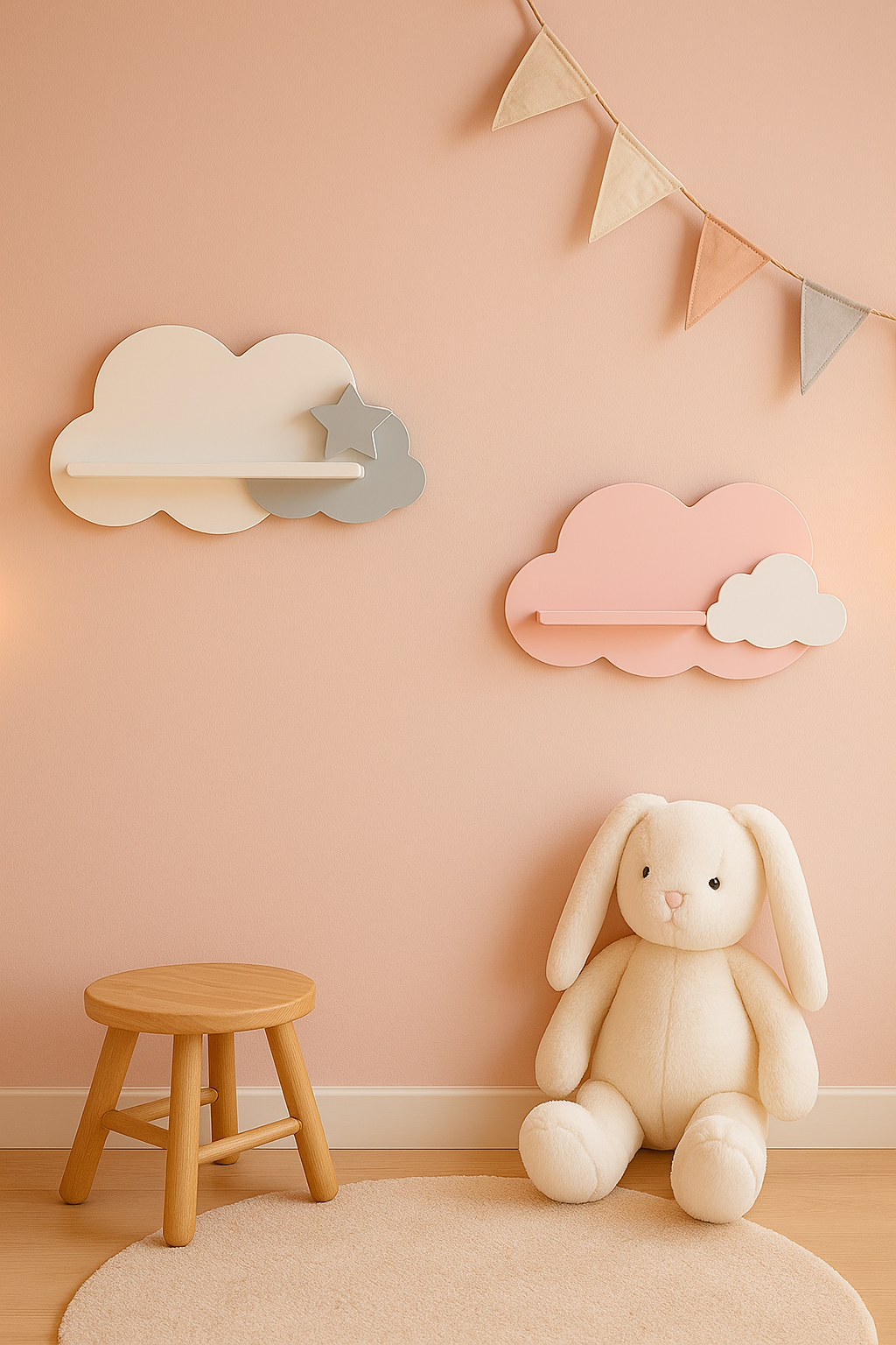 Jaju Baby 2'li Beyaz-Pembe Kombinli Bulut Raf 