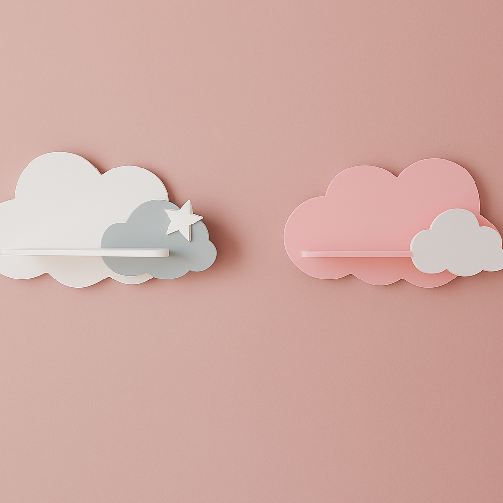 Jaju Baby 2'li Beyaz-Pembe Kombinli Bulut Raf 