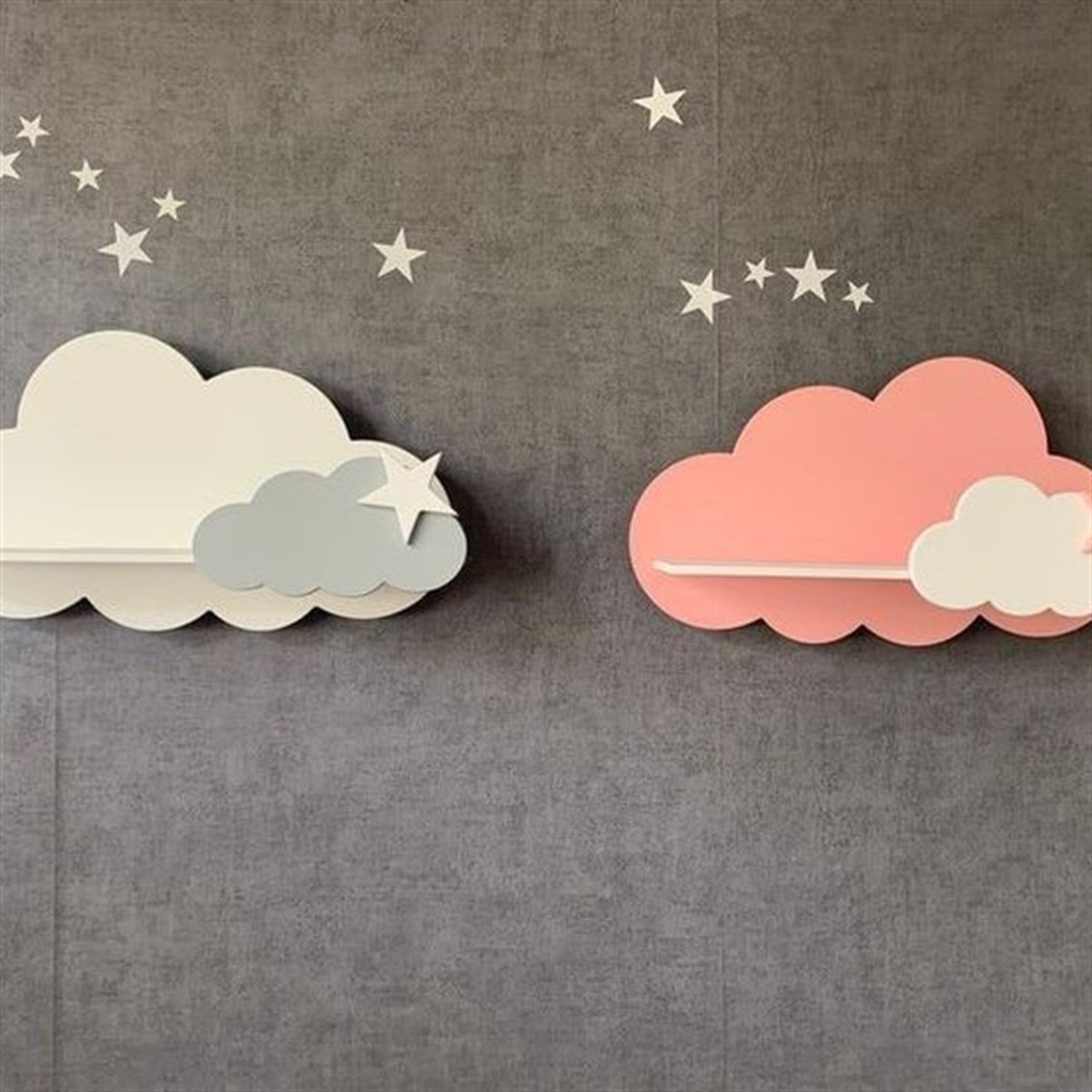 Jaju Baby 2'li Beyaz-Pembe Kombinli Bulut Raf 