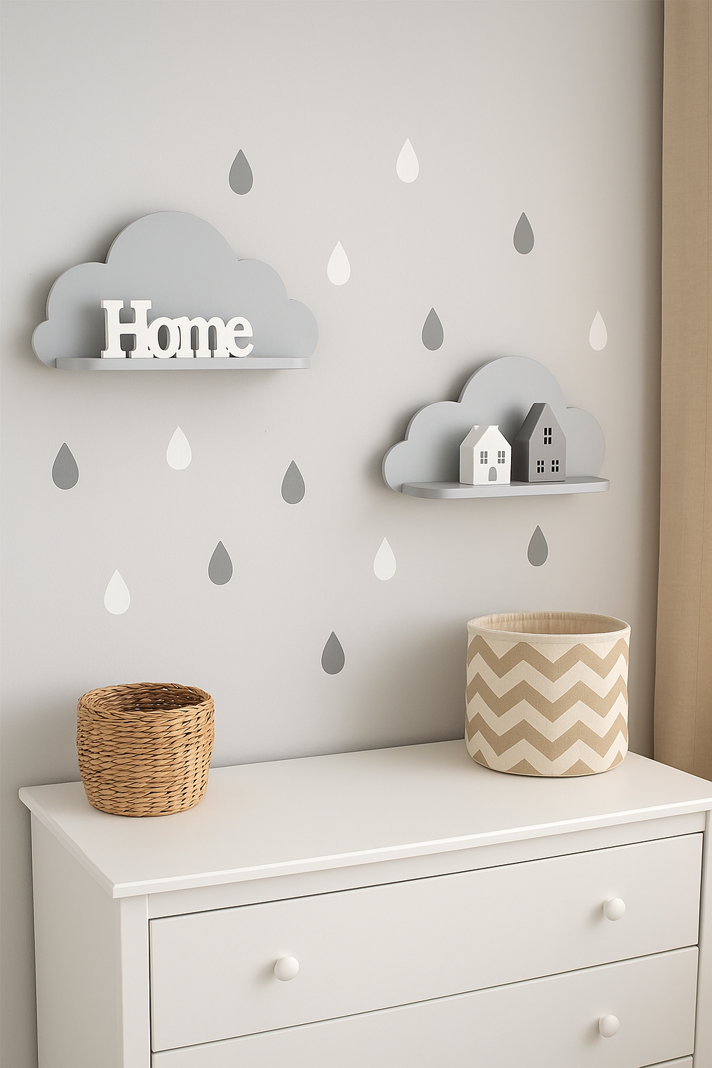 Jaju Baby 2'li Gri Bulut Raf 