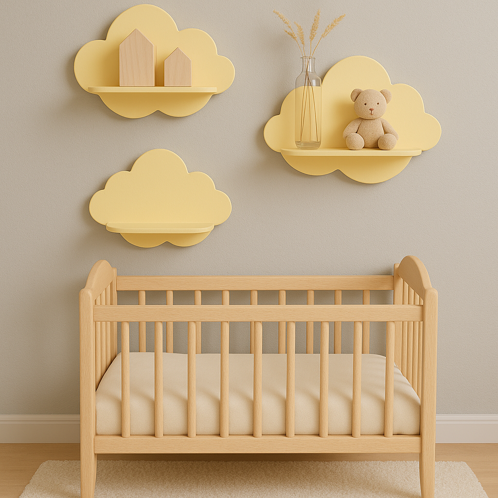 Jaju Baby 3'lü Açık Sarı Bulut Raf Set