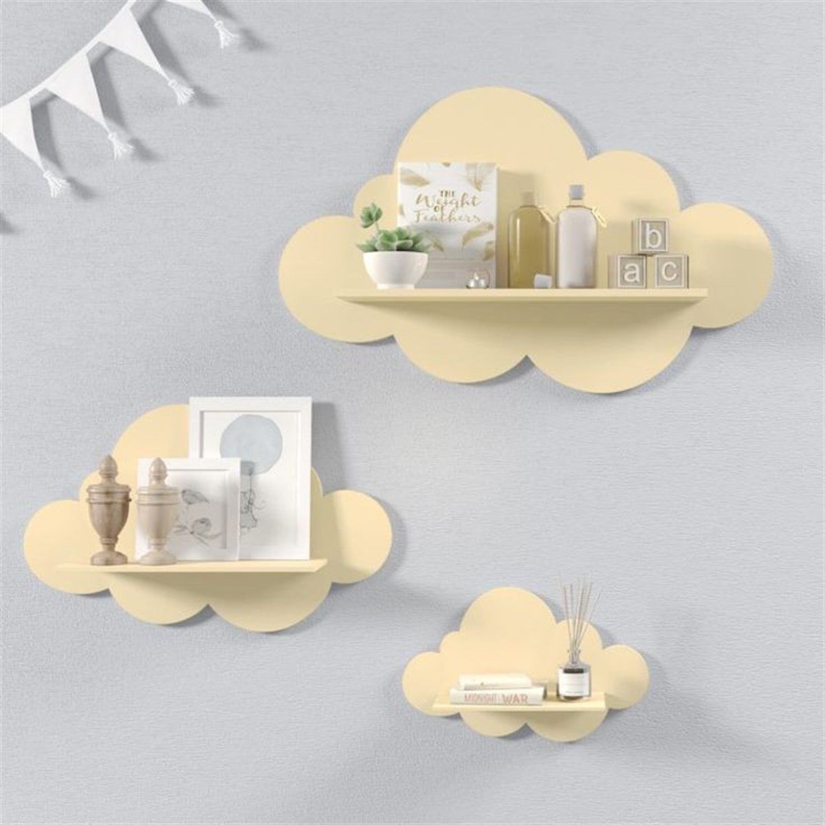 Jaju Baby 3'lü Açık Sarı Bulut Raf Set