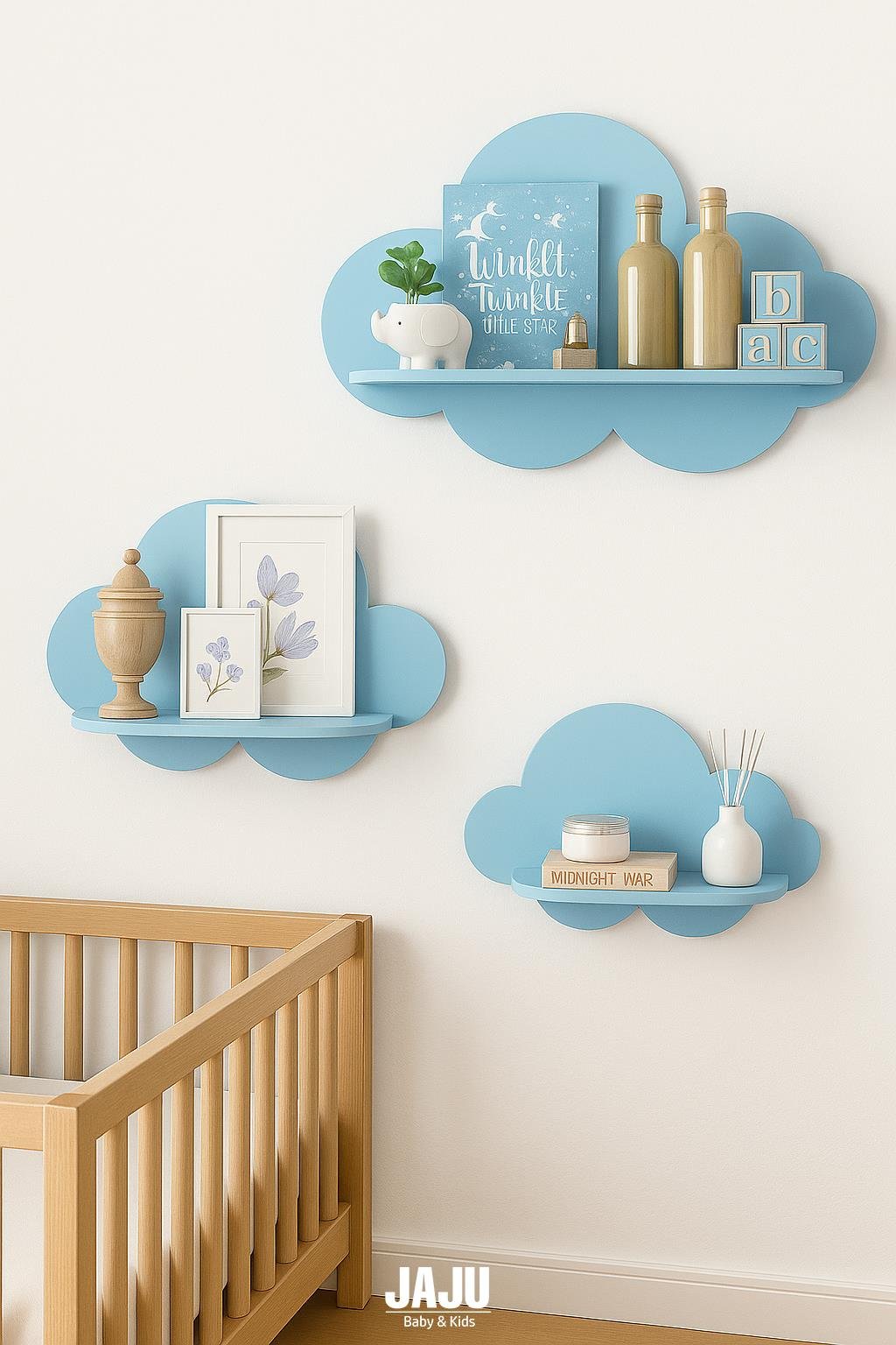 Jaju Baby 3'lü Mavi Bulut Raf Set